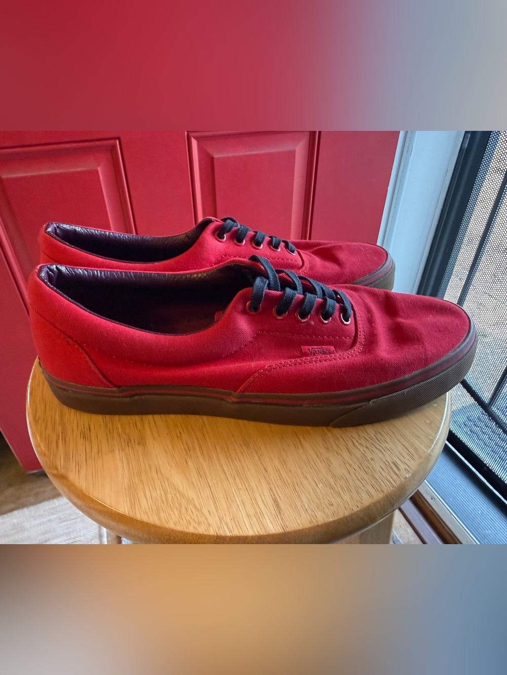 Vans Red Canvas Authentics with Gum Sole